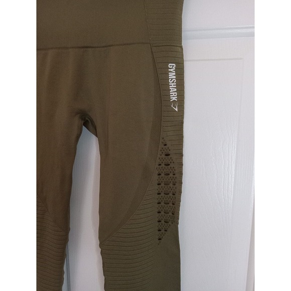 GYMSHARK Energy Seamless‎ Leggings Womens Size Small Olive Green High Rise - Picture 4 of 16